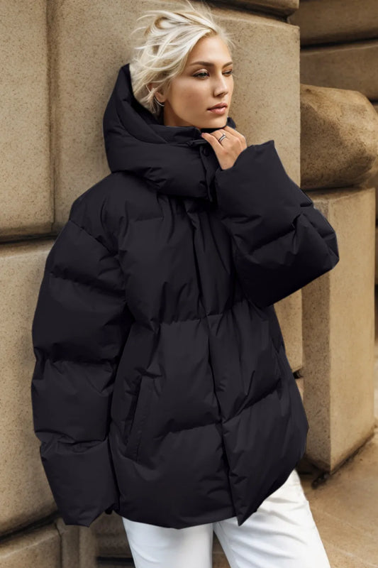 Pocketed Zip Up Hooded Puffer Jacket, women's jacket by Sorèla, view 9