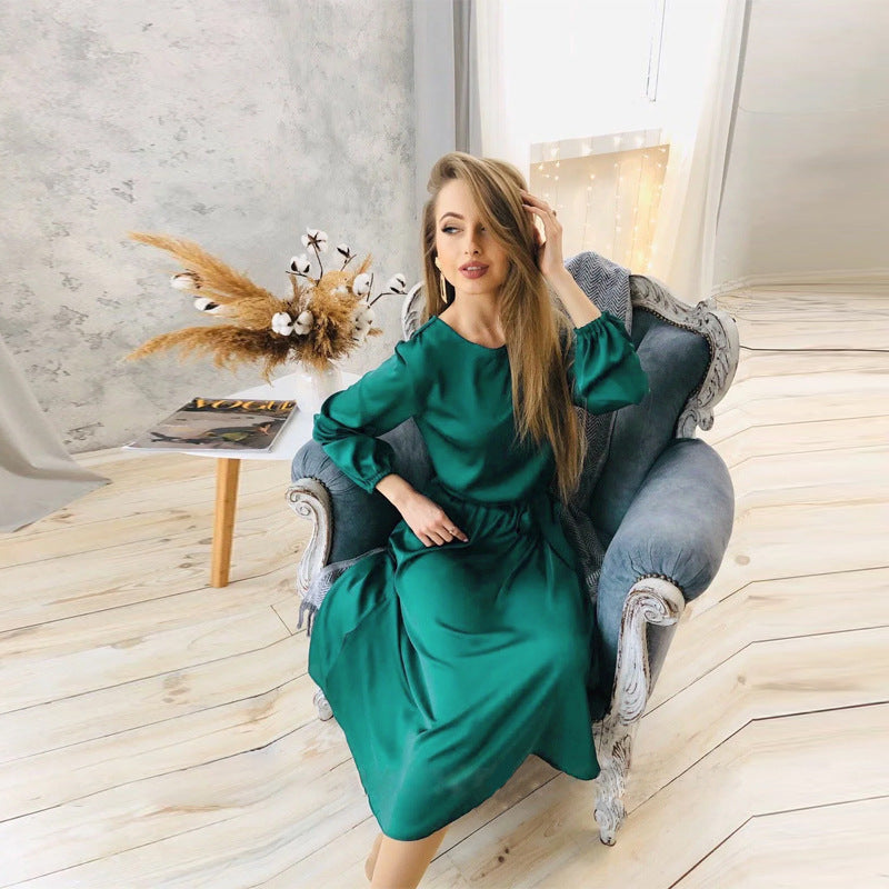 Satin Waist Defined Midi Dress