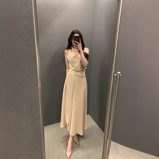 Collared Strap Sleeveless Dress