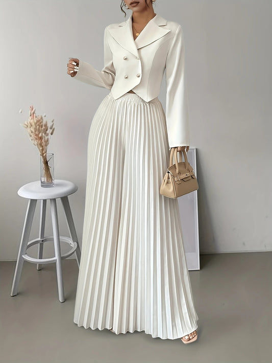 Long Sleeve Top and Pleated Skirt Set