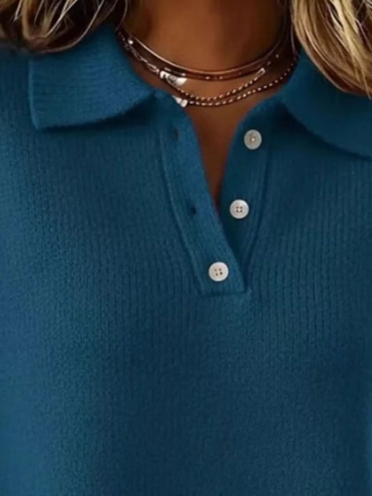 Button Detail Dropped Shoulder Sweater, women's top by Sorèla, view 5