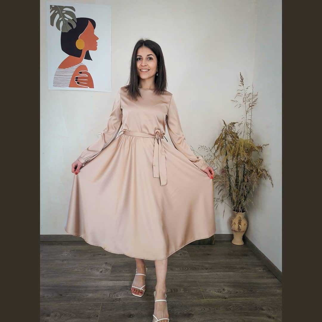 Satin Waist Defined Midi Dress