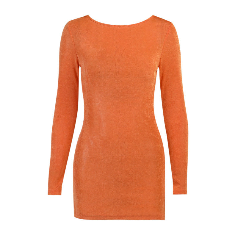 Long Sleeve Lace Halter Mini Dress
