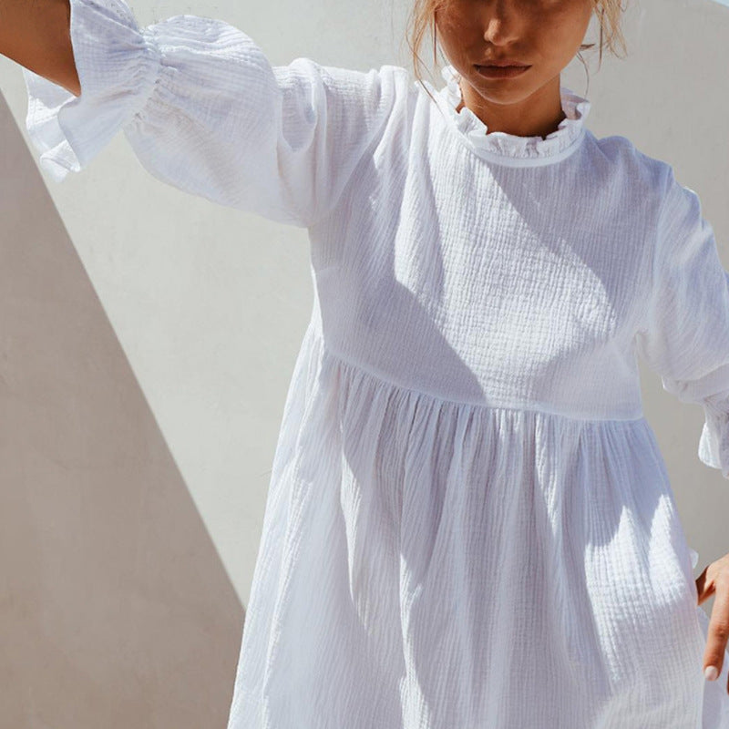 Ruffle Stand Collar Dress