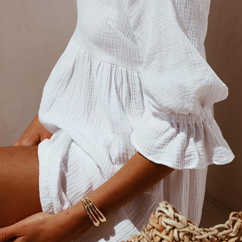 Ruffle Stand Collar Dress