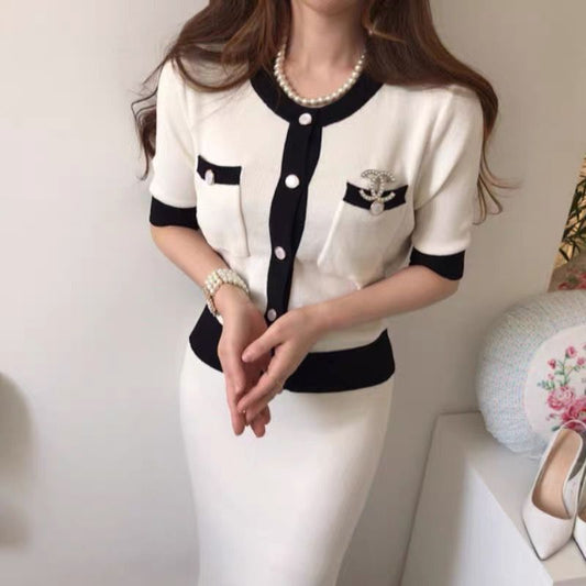Knit Top and Midi Skirt Set