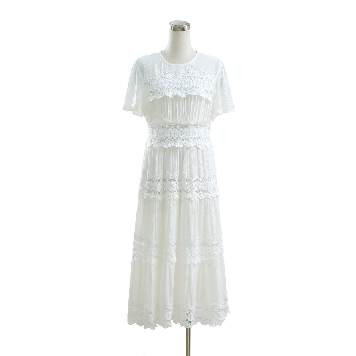 Embroidered Cotton Ruffle Maxi Dress
