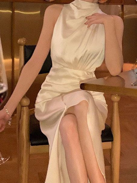 Satin Bias Cut Midi Dress