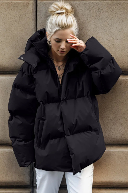 Pocketed Zip Up Hooded Puffer Jacket, women's jacket by Sorèla, view 8
