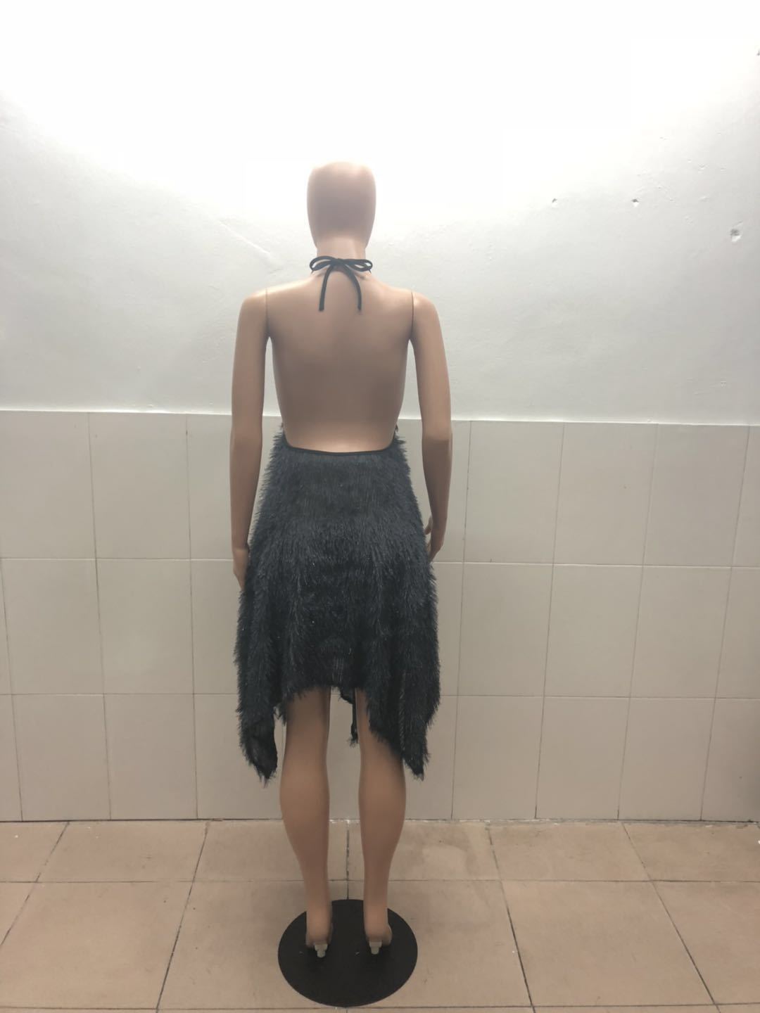 Halter Neck Tassel Hem Dress