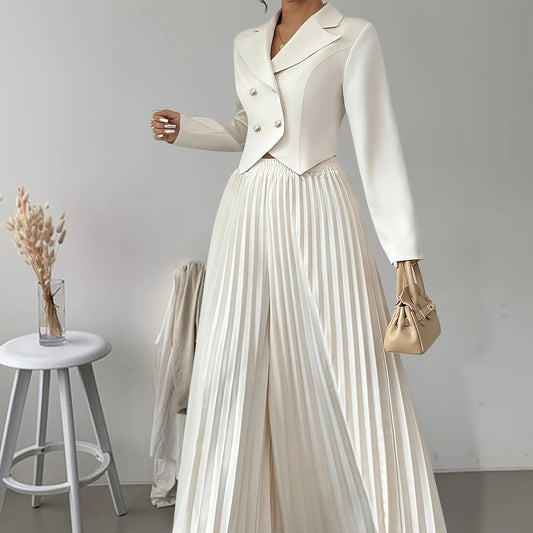 Long Sleeve Top and Pleated Skirt Set