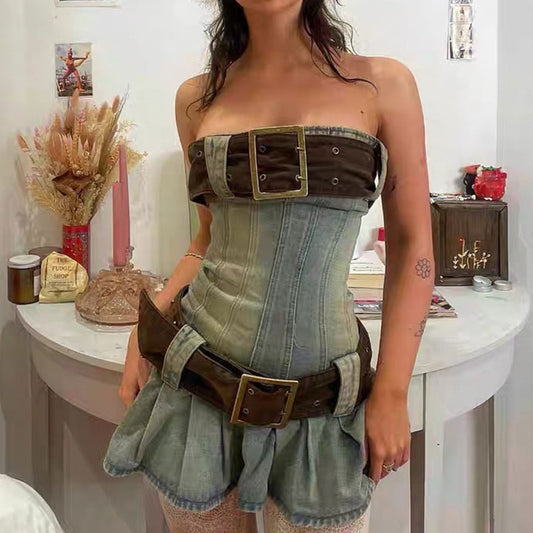 Fitted Denim Mini Dress
