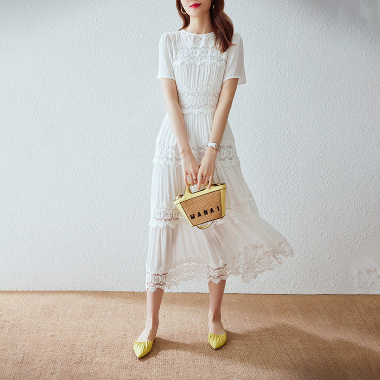 Embroidered Cotton Ruffle Maxi Dress