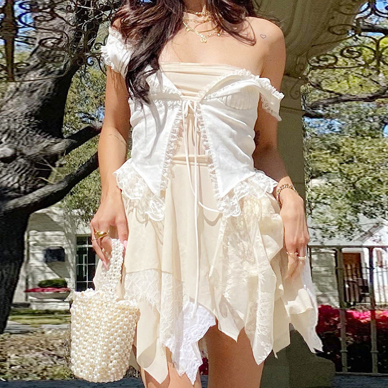 Wrap Bodice Open Back Mini Dress