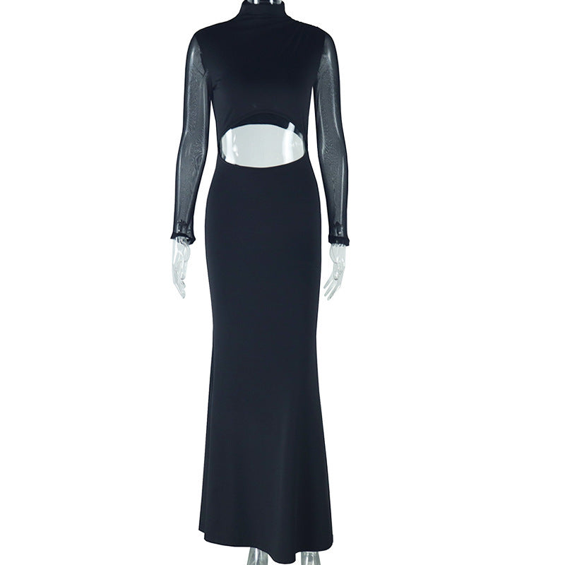 Long Sleeve Mesh Cutout Dress