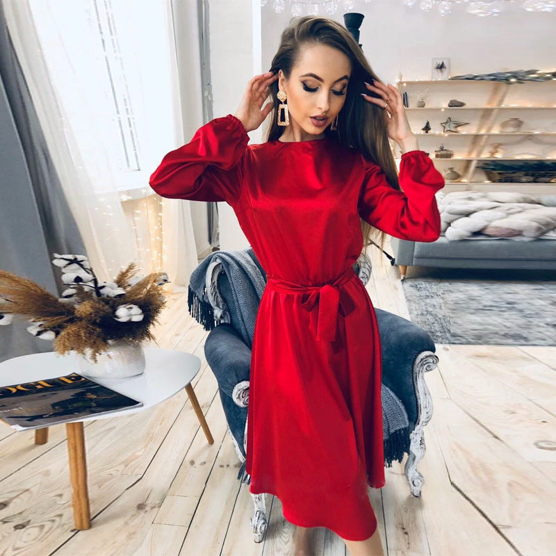 Satin Waist Defined Midi Dress