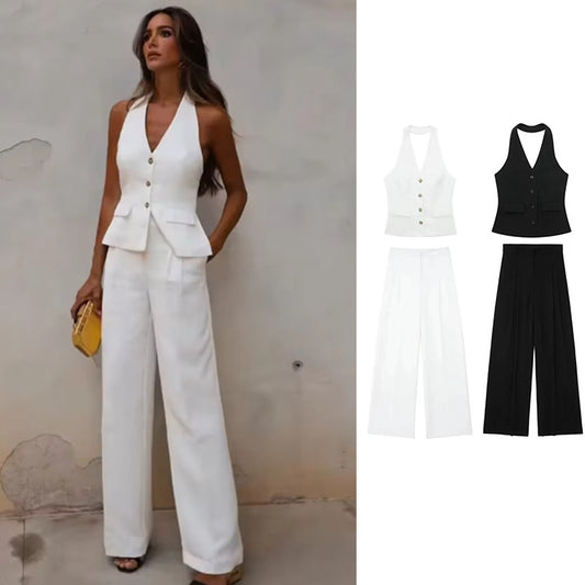 Linen Waistcoat and Trouser Set