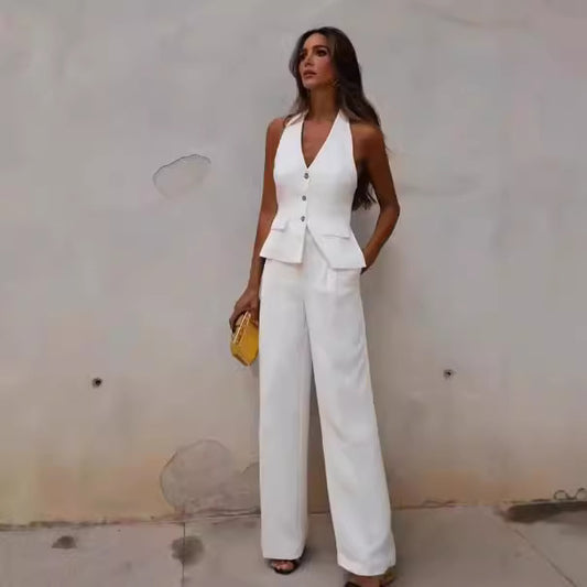 Linen Waistcoat and Trouser Set
