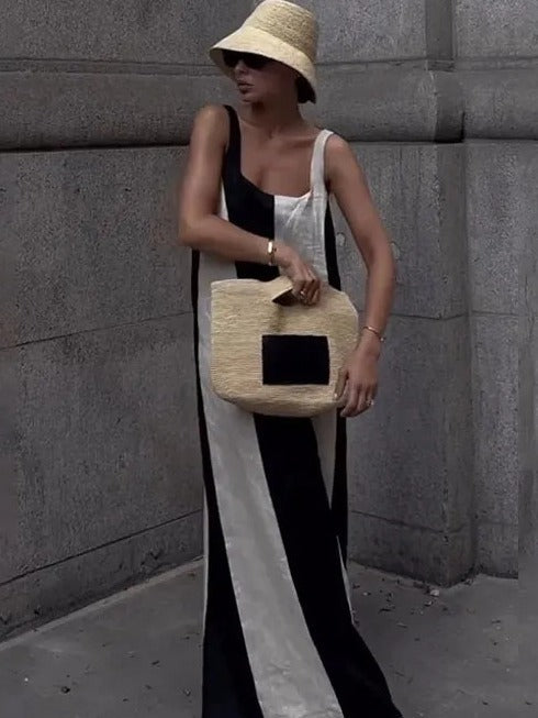 Striped Colour Block Resort Dress