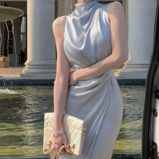Satin Bias Cut Midi Dress