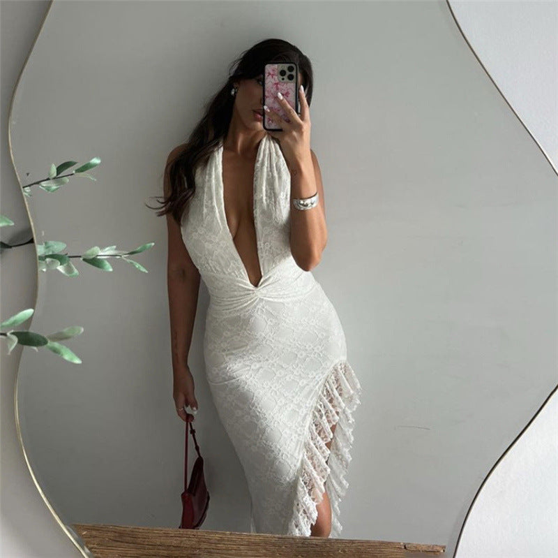 Halter Cutout Split Maxi Dress
