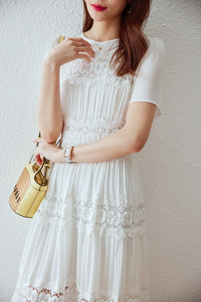 Embroidered Cotton Ruffle Maxi Dress
