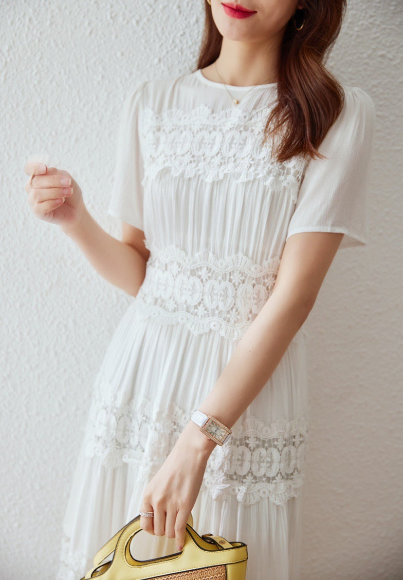 Embroidered Cotton Ruffle Maxi Dress